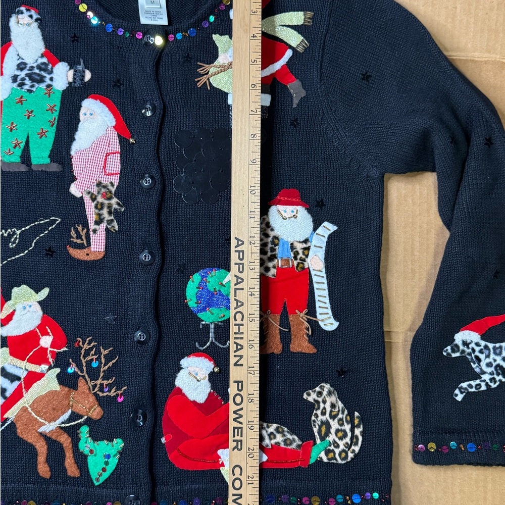 Susan Bristol Festive Black Cardigan with Santa Designs size medium - Picture 11 of 15
